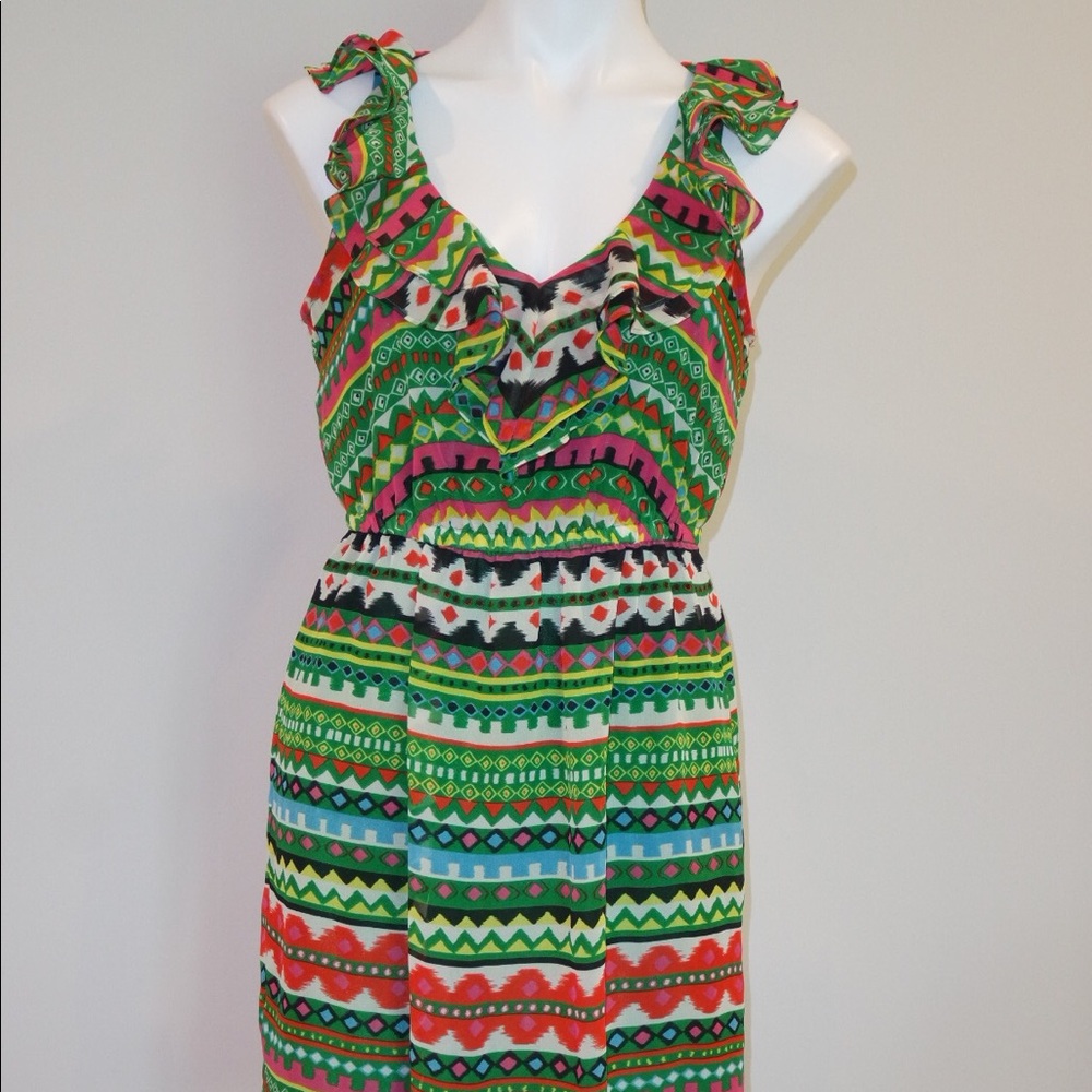 Beige by eci Dress- Colorful With Ruffles- 4